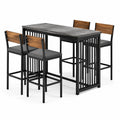 Bartisch-Set Metall Eiche Kunstleder