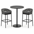 Rundes Bartisch-Set aus Aluminium und Polyestergarn in Schwarz