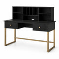 Schwarzer MDF-Schreibtisch mit Schubladen und Stahlrahmen