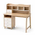 Schreibtisch aus MDF und Massivholz Eichenfurnier/Weiß