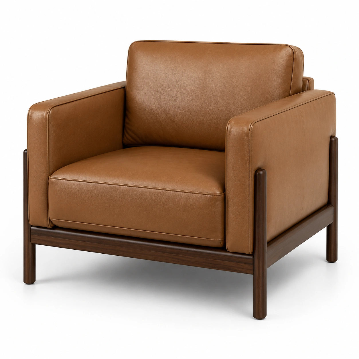 Ledersessel Braun mit Massivholzrahmen 75cm x 85cm x 80cm