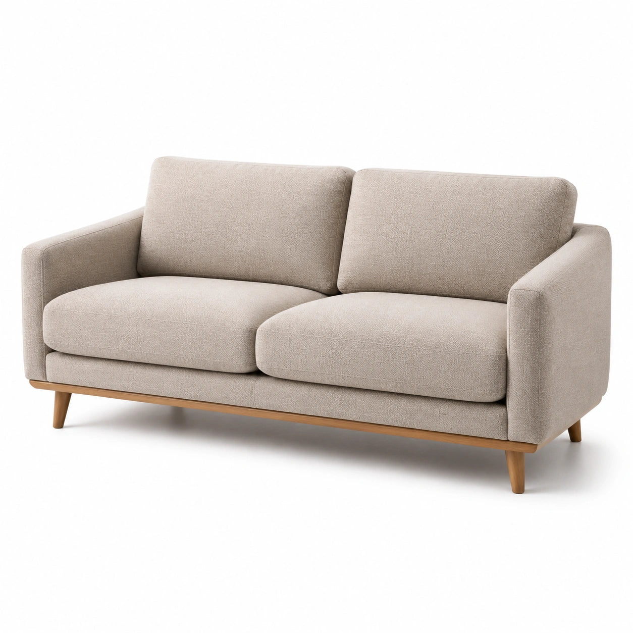 Zweisitzer Sofa Leinenmischung Eichenholz Beige