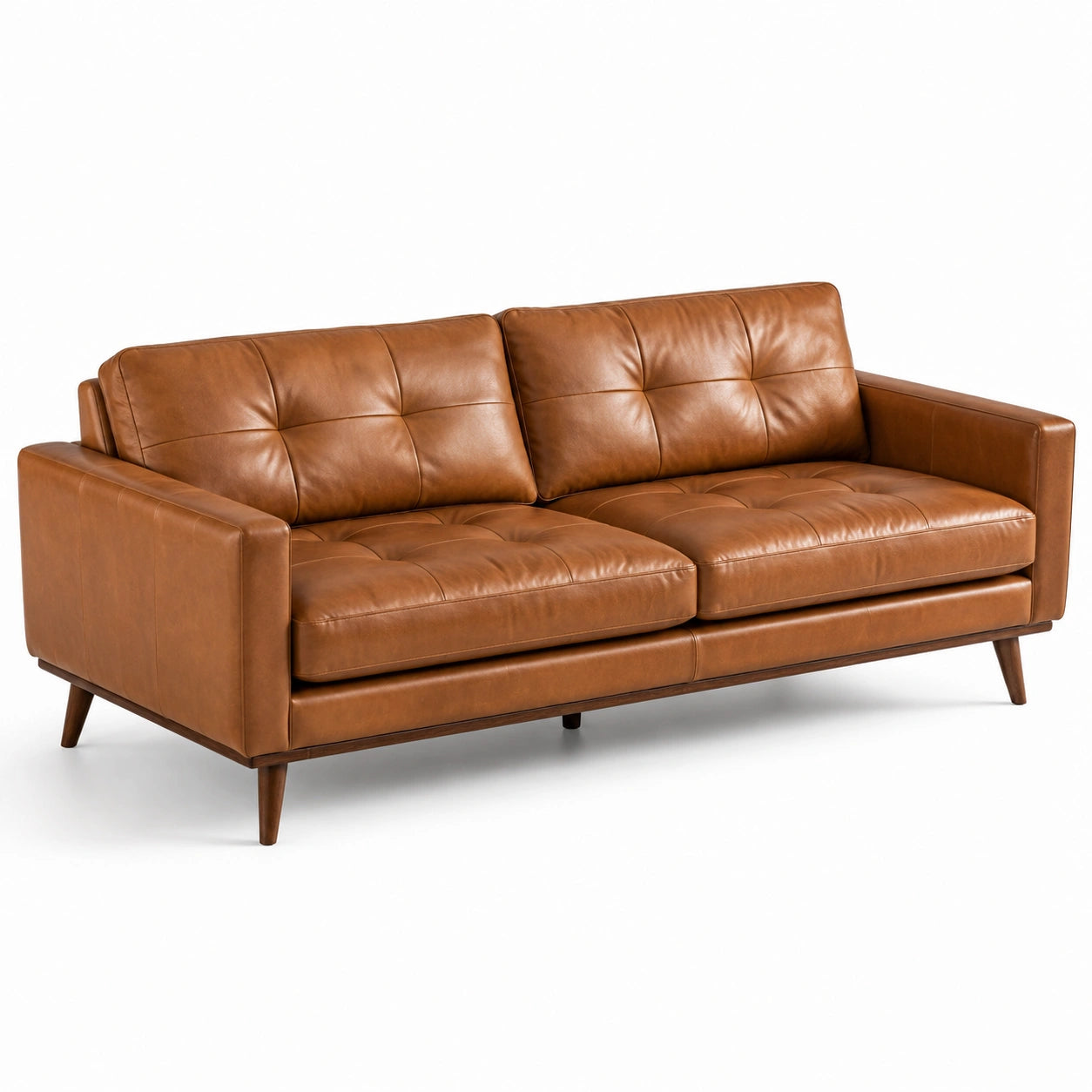 3-Sitzer Sofa Leder Braun mit Anilinleder