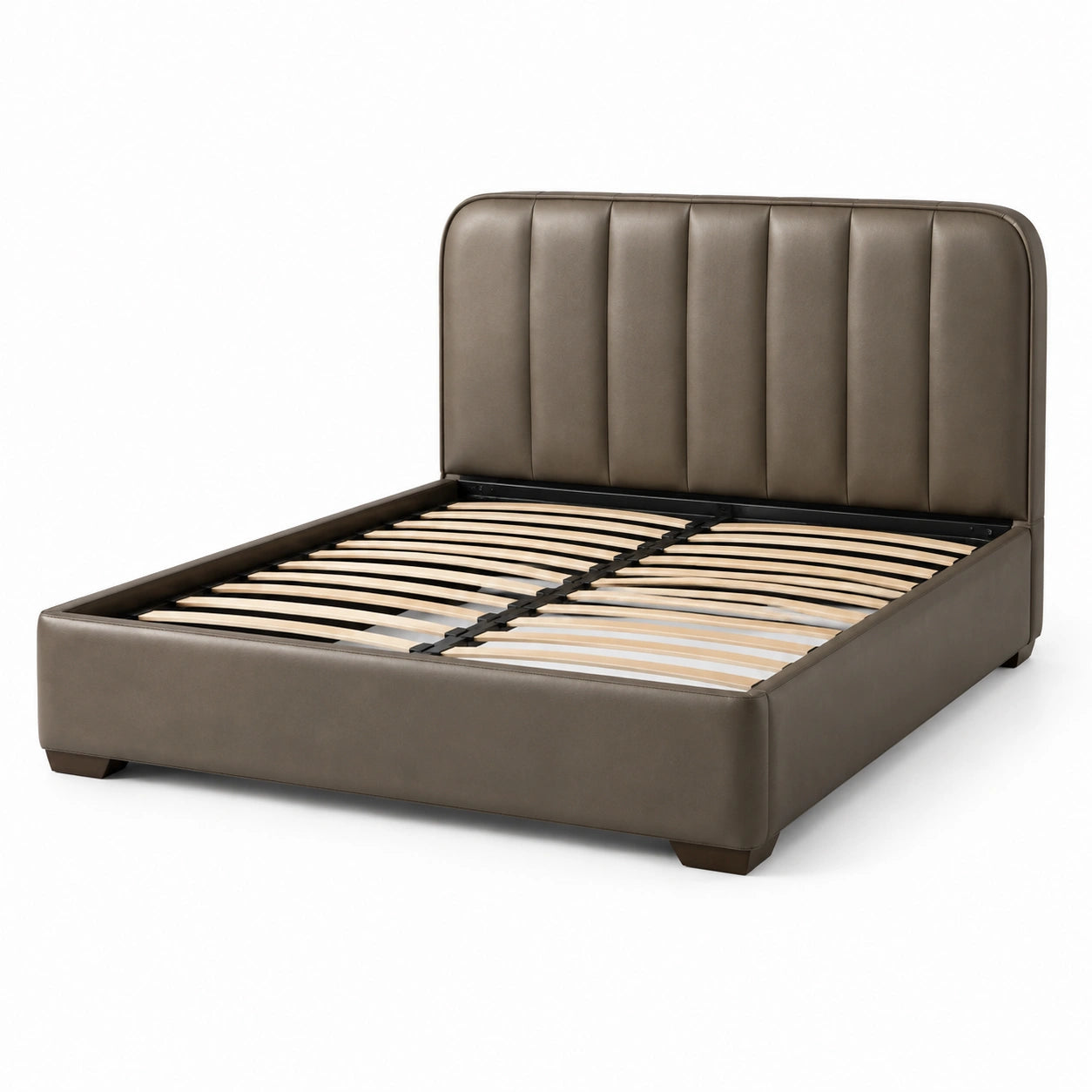 Plattformbett mit Kopfteil aus Kunstleder 200x180 cm Braun