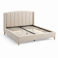 Polsterbett mit hohem Kopfteil aus Holz und Stoff Beige 200x180 cm