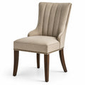 Esszimmerstuhl Leinen Beige mit Holzbeinen