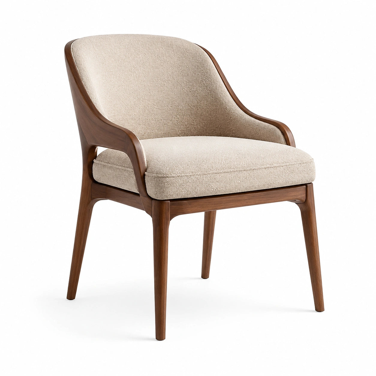 Essstuhl Walnussholz Polyestergewebe Beige 50x60x85 cm