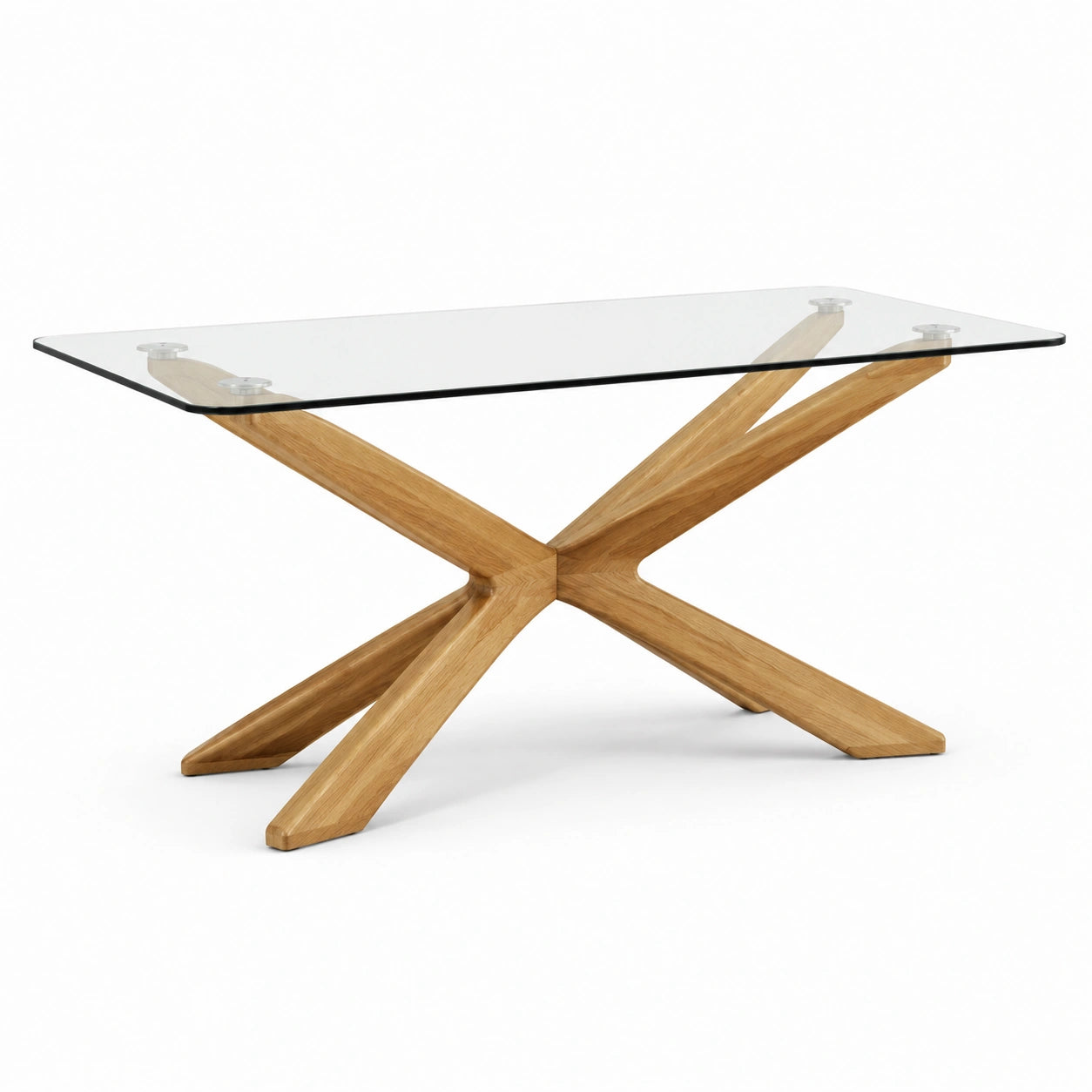 Rechteckiger Esstisch aus Glas und Eiche 150x90x75 cm