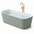 Freistehende Badewanne rechteckig Acryl Grün/Weiß 170x80x60cm