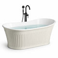 Freistehende Badewanne Oval Weiß Acryl mit Armatur