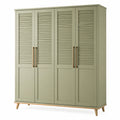 Kleiderschrank mit Lamellentüren MDF Grün 200cm x 160cm x 60cm