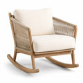 Teakholz Schaukelstuhl mit Polyester und Polypropylen Rückenlehne Beige