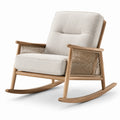 Schaukelstuhl mit Eichenrahmen und Baumwoll-Polyester-Polster Beige